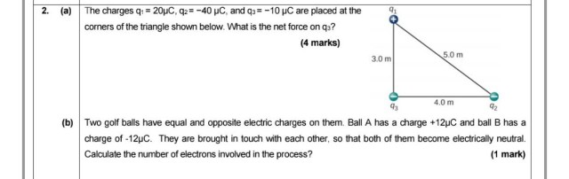 Solved 2 A The Charges Q C Q 40 Pc And Q3 10 P Chegg Com