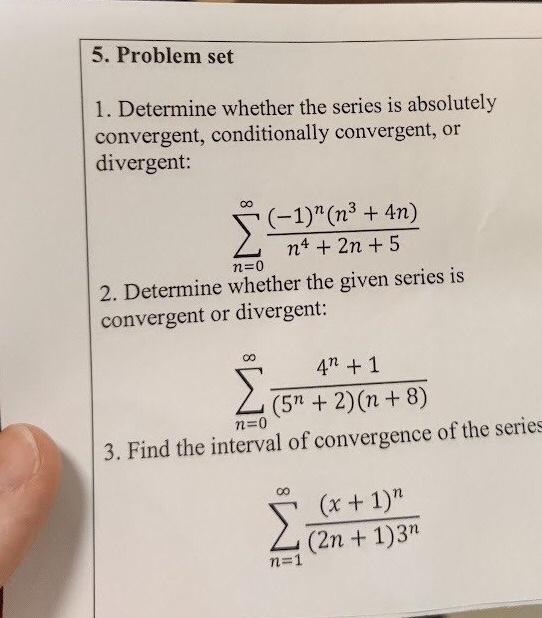 Solved 1. Determine whether the series is absolutely | Chegg.com