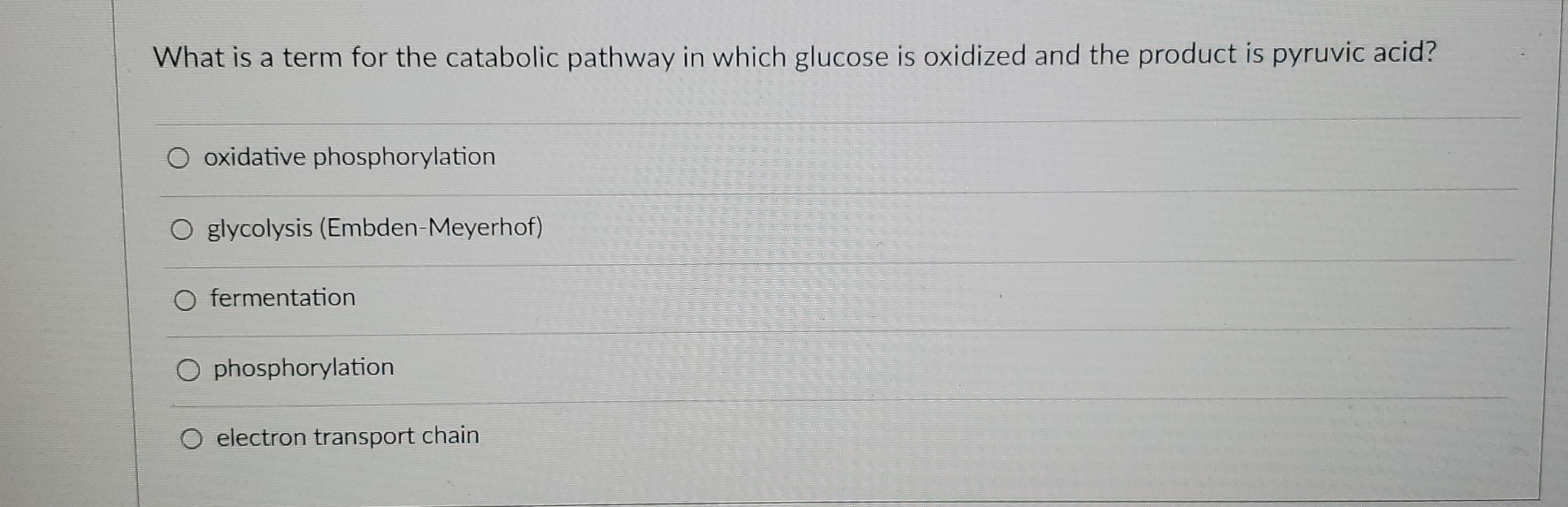 Solved What is a term for the catabolic pathway in which | Chegg.com