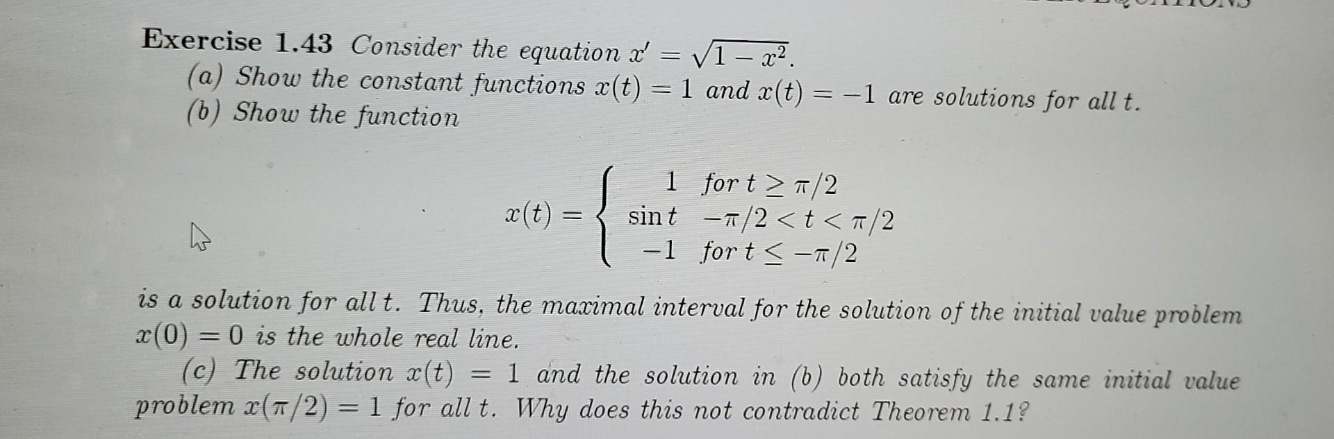 Solved Theorem 1.1 (Fundamental Existence And Uniqueness | Chegg.com