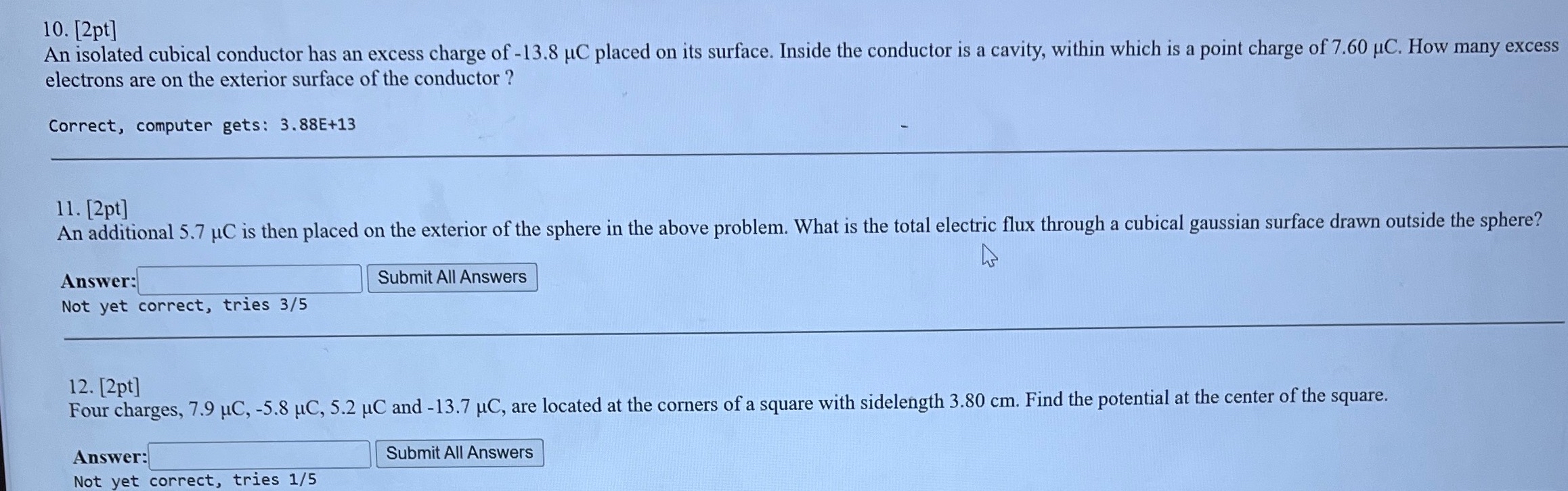 Solved 2ptAn isolated cubical conductor has an excess charge | Chegg.com