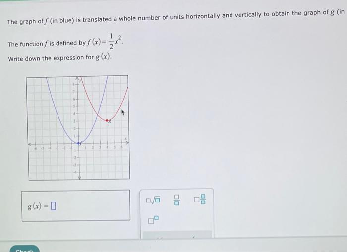 Solved The graph of f (in blue) is translated a whole number | Chegg.com