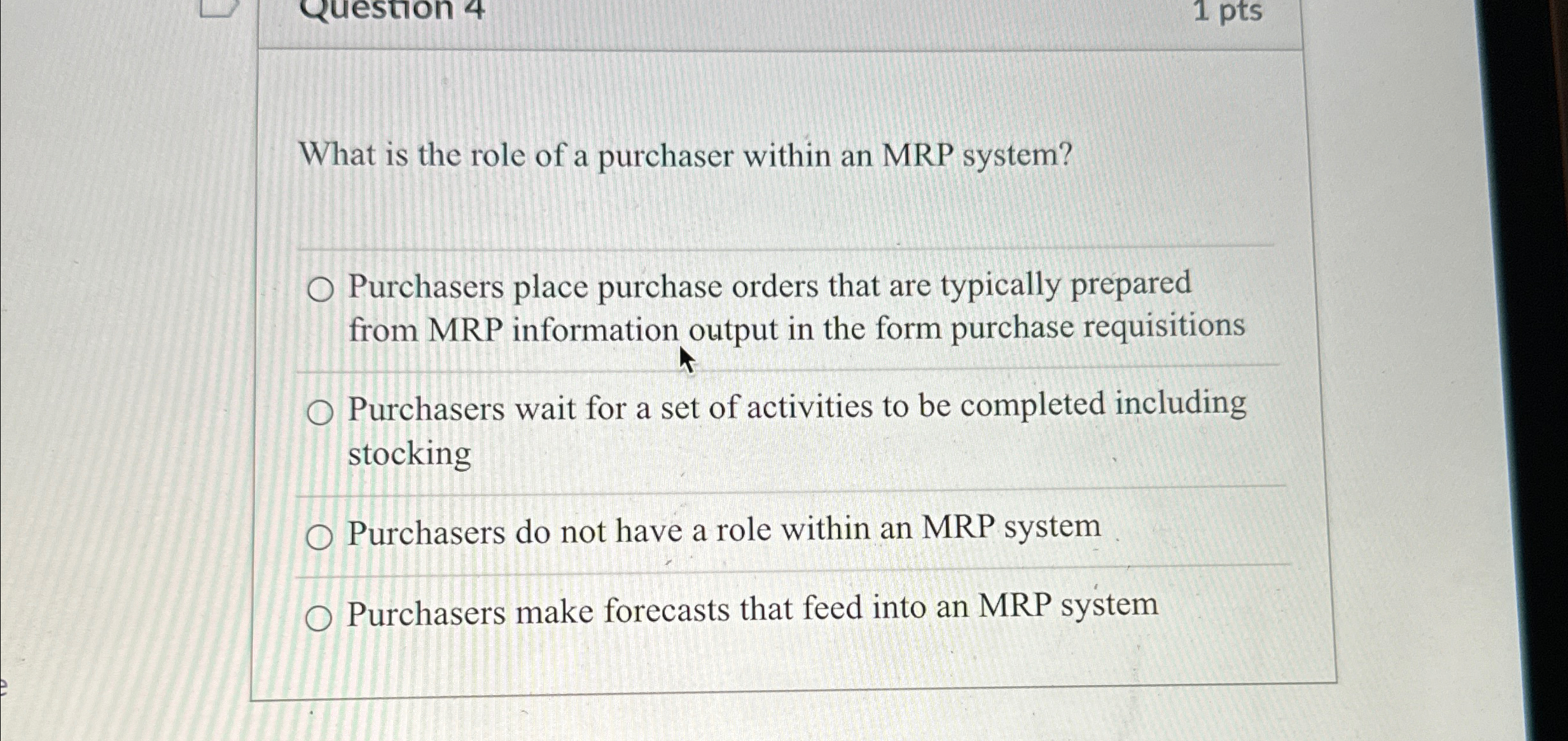 Solved What is the role of a purchaser within an MRP | Chegg.com