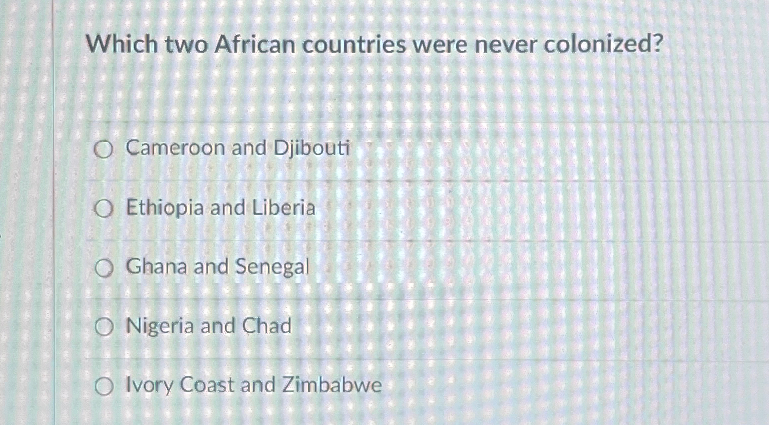 Solved Which two African countries were never | Chegg.com