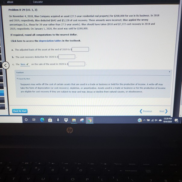 Solved eBook Calculator Problem 8-29 (LO. 1, 2) On November | Chegg.com