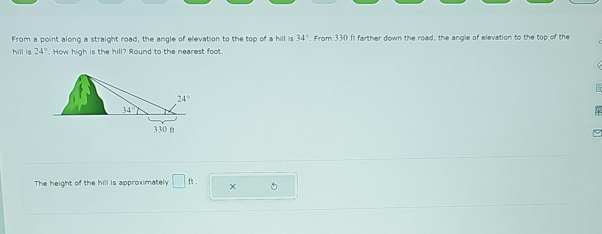 Solved From a point along a straight road, the angle of | Chegg.com