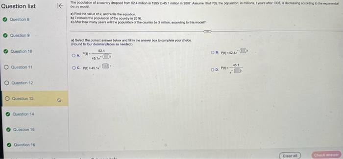 Question list K Question 8 Question 9 Question 10 | Chegg.com