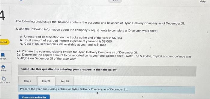 Solved The following unadjusted trial balance contains the | Chegg.com