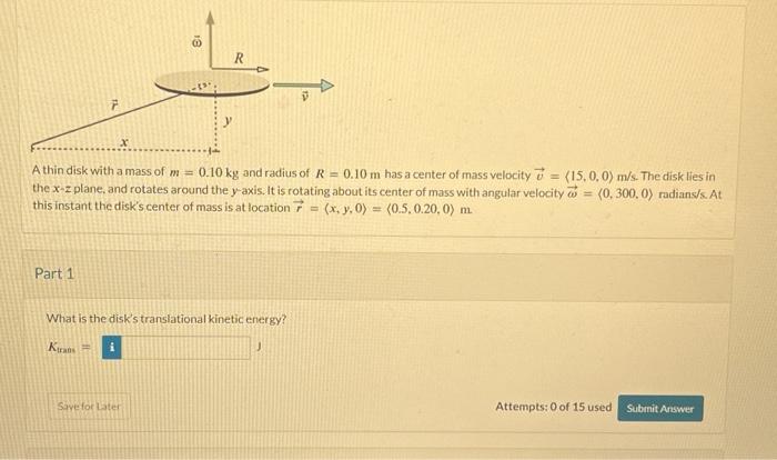 Solved A thin disk with a mass of m=0.10 kg and radius of | Chegg.com