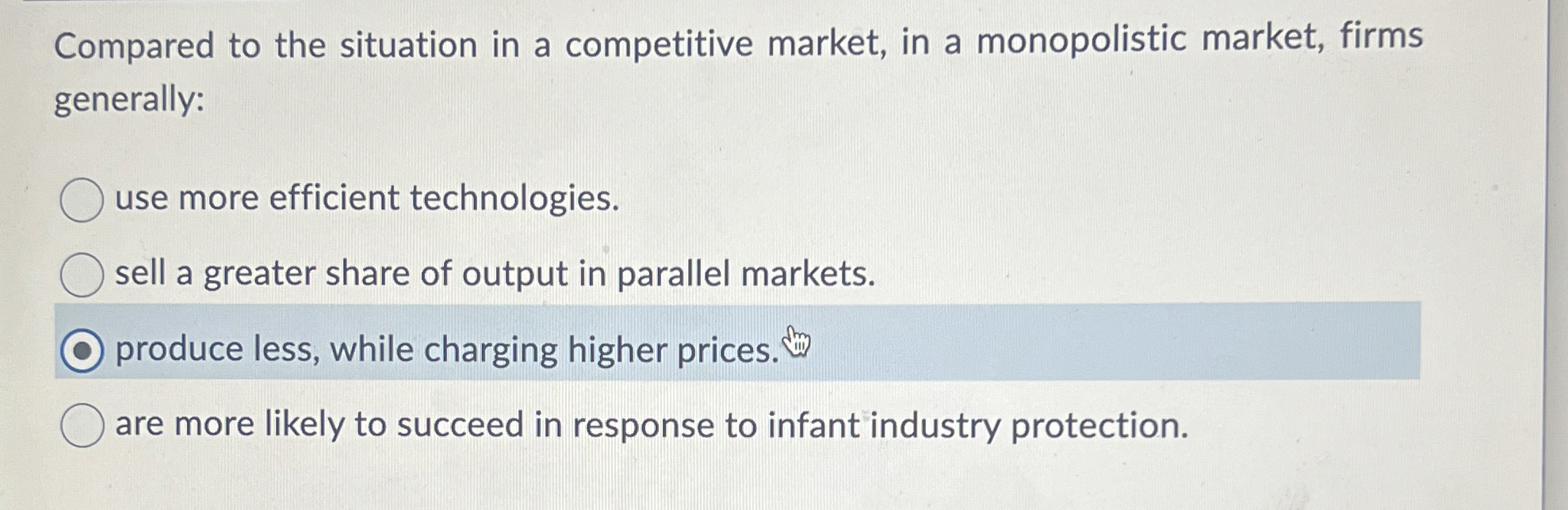 Solved Compared to the situation in a competitive market, in | Chegg.com