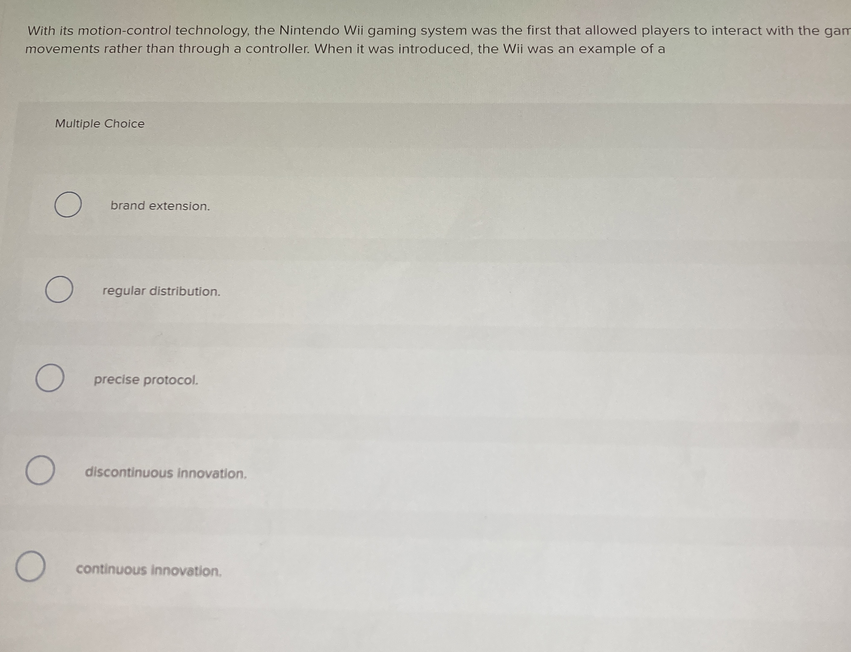 Solved With its motioncontrol technology, the Nintendo Wii