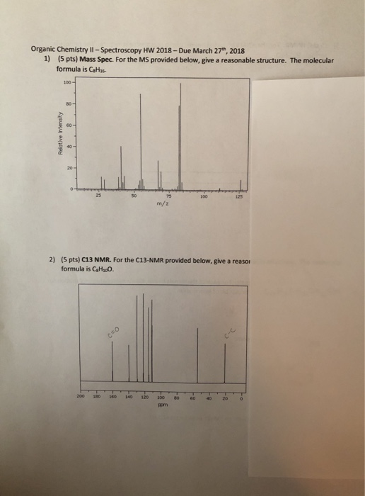 Solved Given The Following Spectroscopy For Each Problem, | Chegg.com