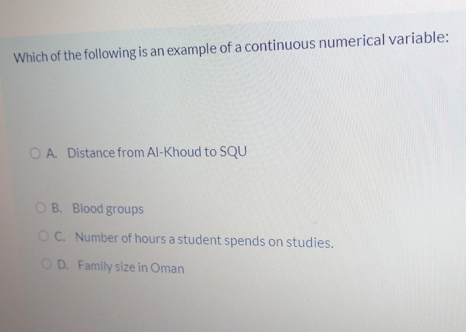 Solved Which of the following is an example of a continuous | Chegg.com