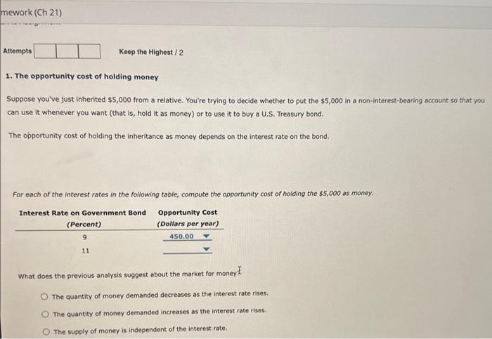 solved-1-the-opportunity-cost-of-holding-money-suppose-chegg