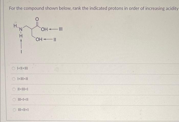 Solved For The Compound Shown Below, Rank The Indicated | Chegg.com