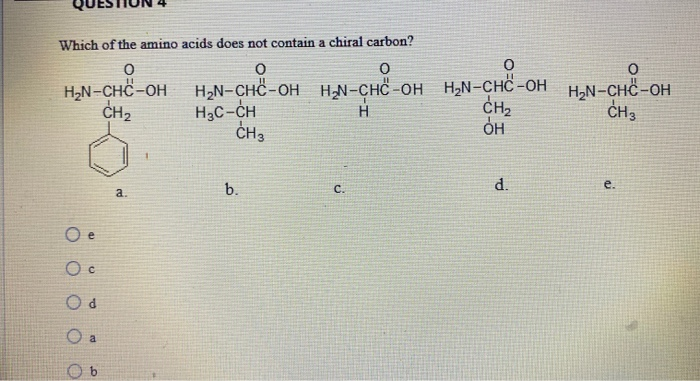 Solved Wuestion Which Of The Amino Acids Does Not Contain A | Chegg.com Solved Wuestion Which Of The Amino Acids Does Not Contain A | Chegg.com