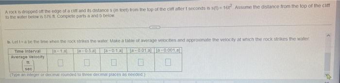 Solved A rock is dropped off the edge of a cliff and its | Chegg.com