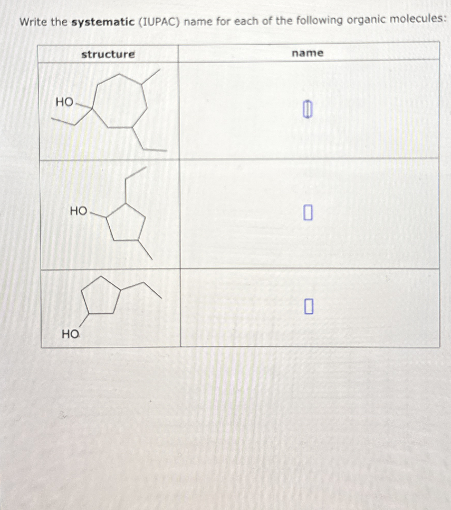 Solved Write the systematic (IUPAC) ﻿name for each of the | Chegg.com