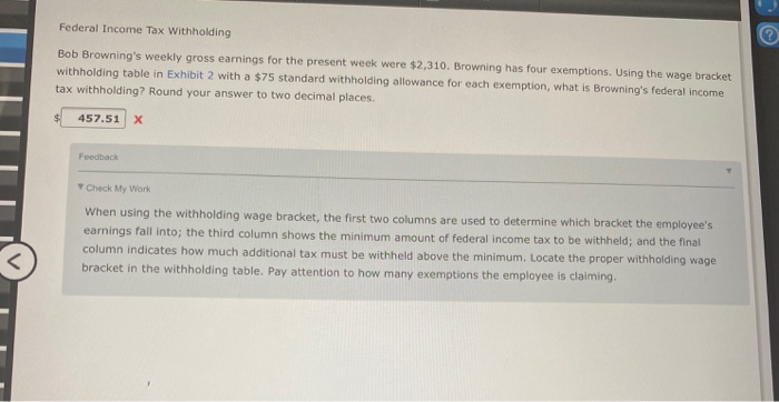 Solved Federal Income Tax Withholding Bob Browning&rsquo;s weekly 