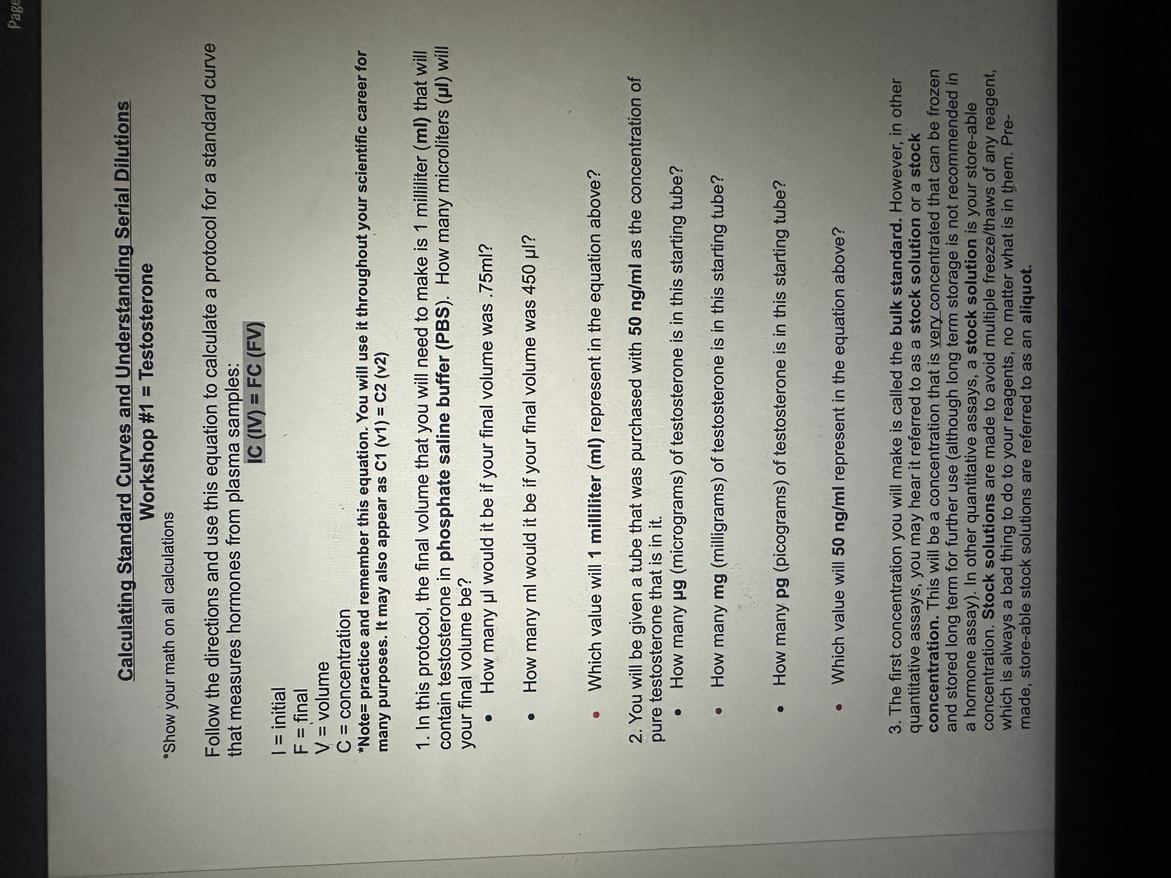 Solved Calculating Standard Curves and Understanding Serial