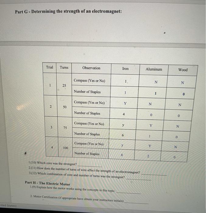 Solved Part G - Determining The Strength Of An | Chegg.com