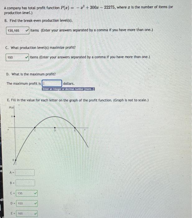 Solved A company has total profit function | Chegg.com