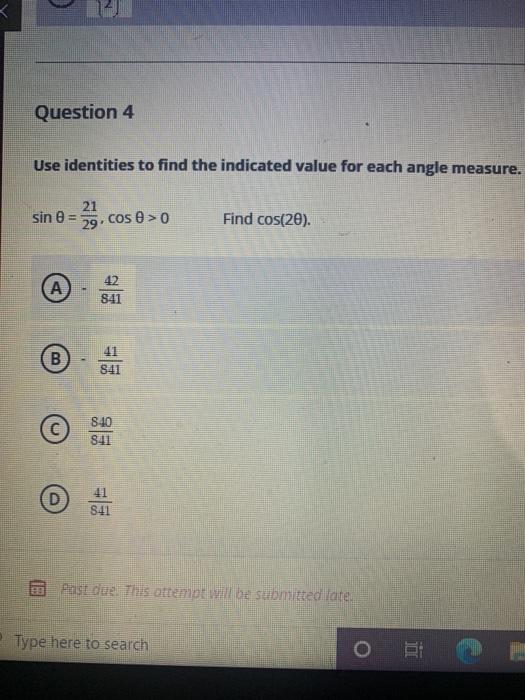 Solved Test Content Question 1 Find the exact value of the | Chegg.com