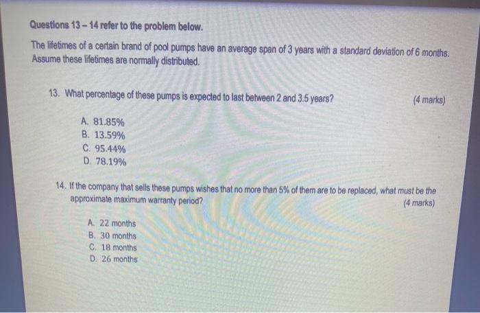 Solved Questions 13 - 14 refer to the problem below. The | Chegg.com