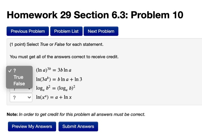 Solved Homework 29 Section 6.3: Problem 10 Previous Problem | Chegg.com