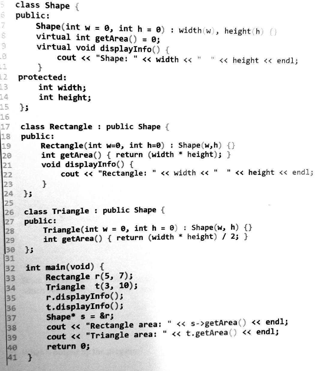Solved I. What is the base class? II. What is an abstract | Chegg.com
