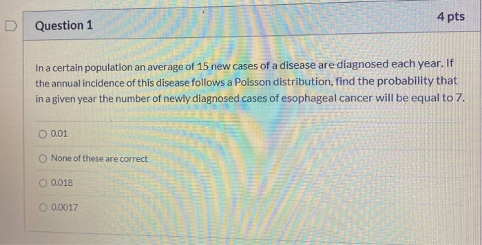Solved 4 pts Question 1 In a certain population an average | Chegg.com