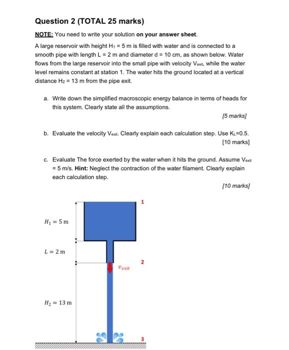 Solved answer ASAP PLS NEED QUICK A large reservoir with | Chegg.com