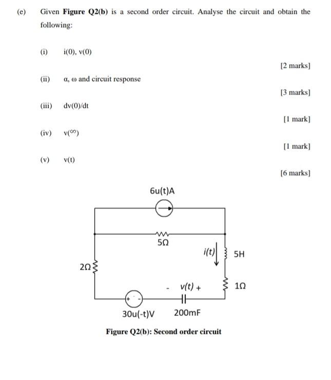 Solved E (e) Given Figure Q2(b) Is A Second Order Circuit. | Chegg.com