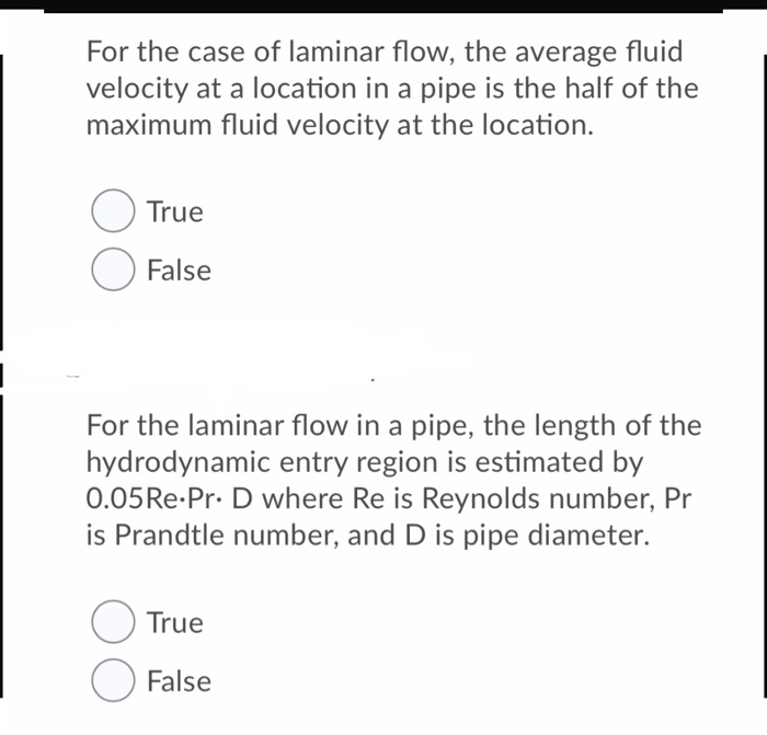 Solved For the case of laminar flow, the average fluid | Chegg.com