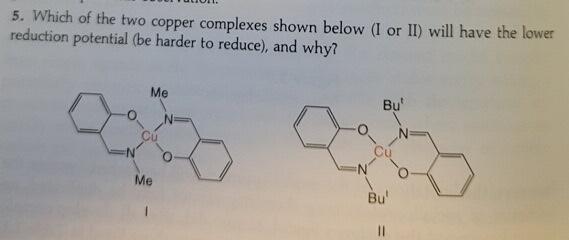 Solved 5. Which of the two copper complexes shown below (I | Chegg.com