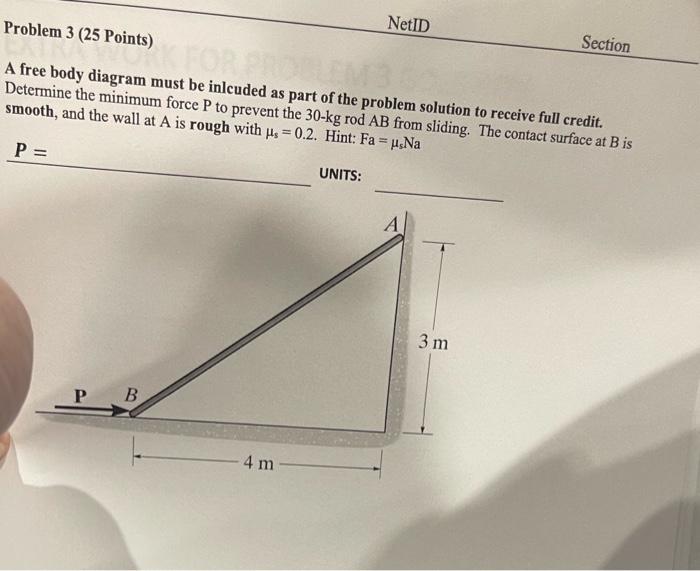 Solved A Free Body Diagram Must Be Inlcuded As Part Of The | Chegg.com