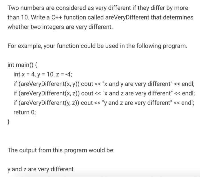Solved Two numbers are considered as very different if they | Chegg.com