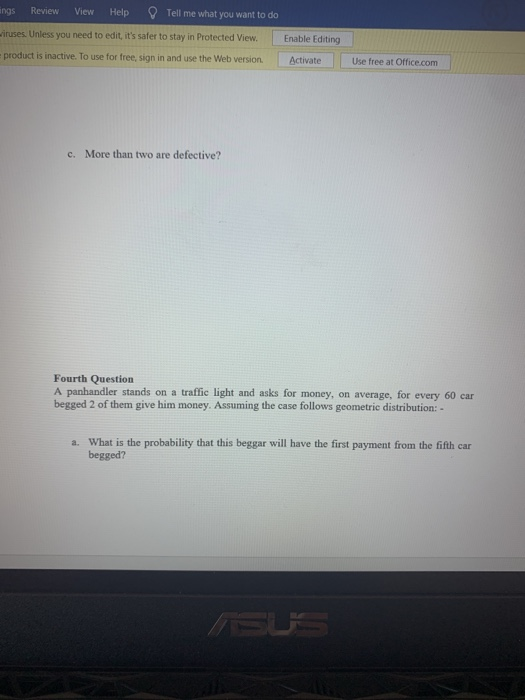 Solved Review View Help Tell me what you want to do Unless | Chegg.com