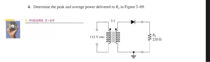 Solved 4. Determine the peak and average power delivered to | Chegg.com
