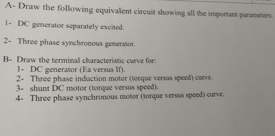Solved A- ﻿Draw the following equivalent circuit showing all | Chegg.com