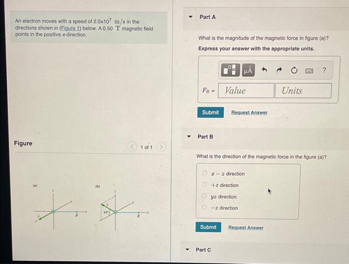 Solved An electron moves with a speed of 2.0×107 m/s in the | Chegg.com