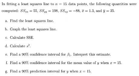 Solved In fitting a least squares line to n=15 ﻿data points, | Chegg.com
