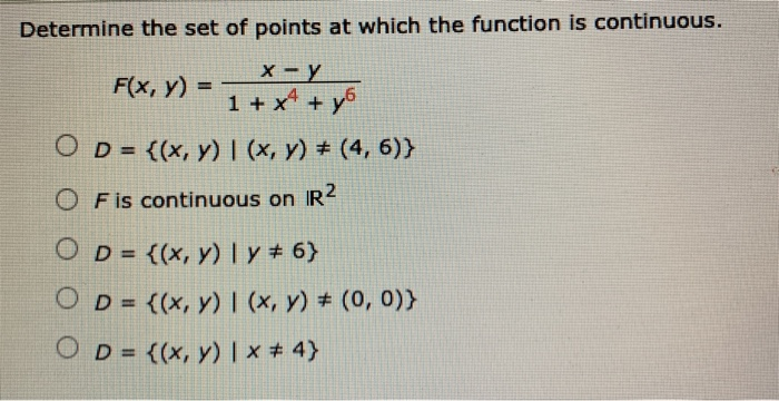 Solved Determine the set of points at which the function is | Chegg.com