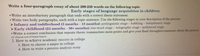 Solved Write A Four Paragraph Essay Of About 0 250 Word Chegg Com