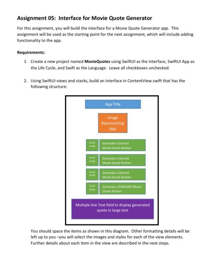 Solved Assignment 05 Interface for Movie Quote Generator