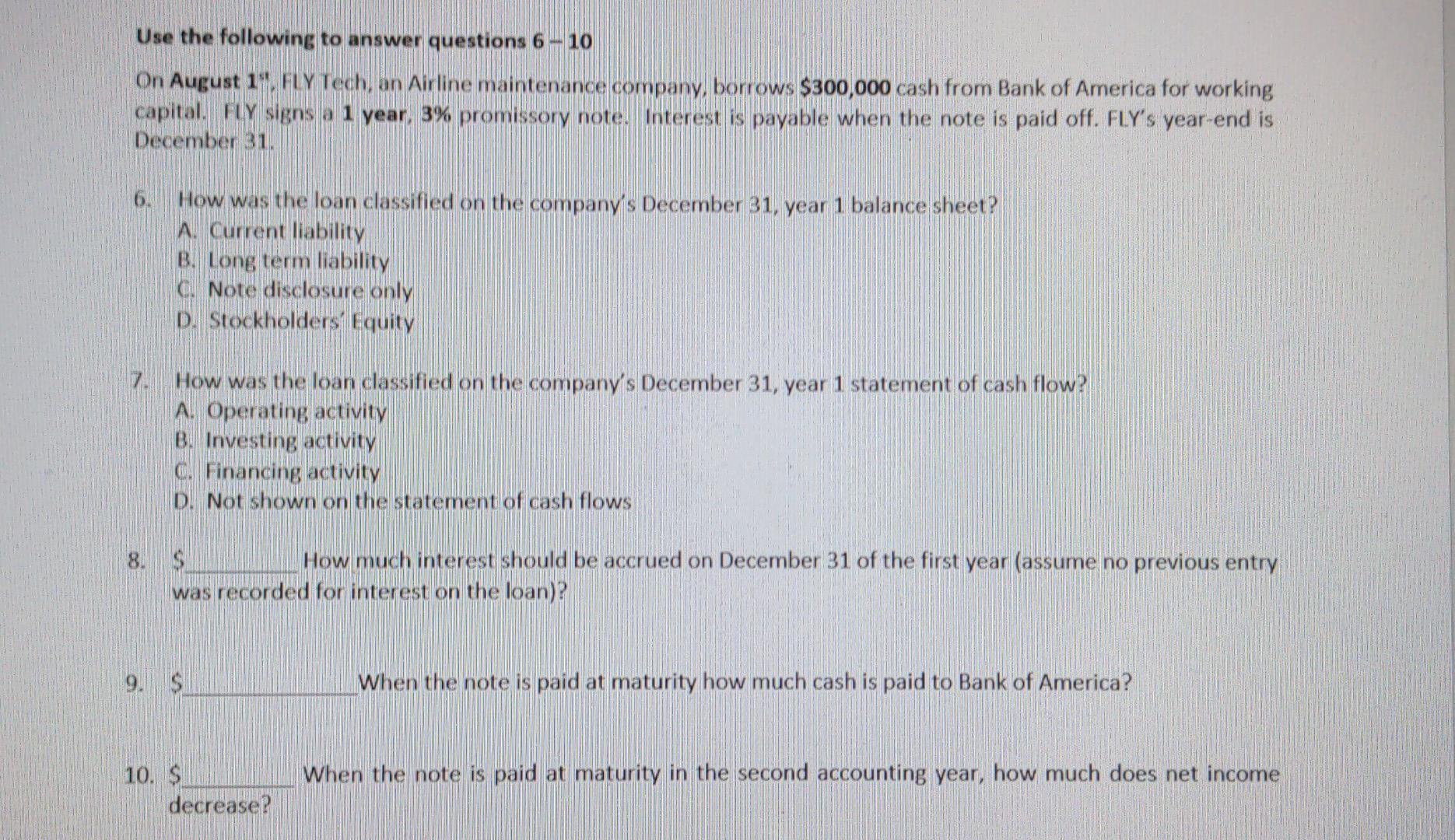 Solved Use the following to answer questions 1-5 Select the | Chegg.com
