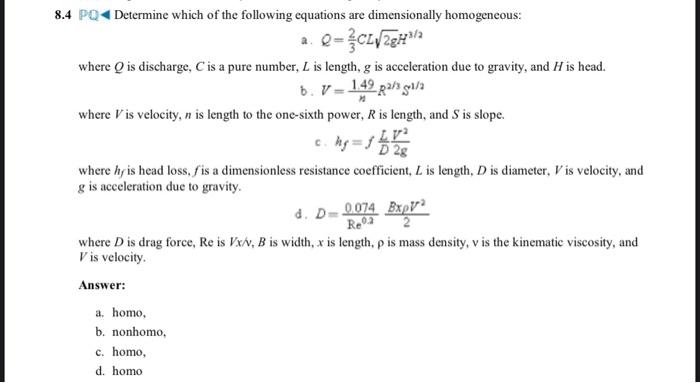 Solved 8 4 Podetermine Which Of The Following Equations A Chegg Com