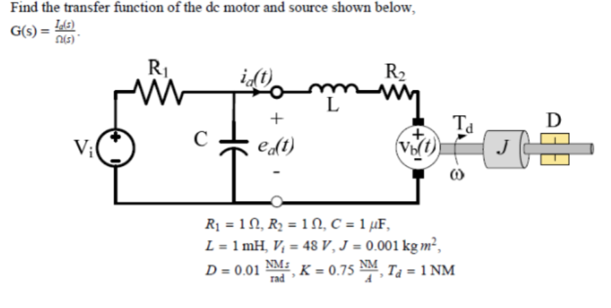 Solved Find the transfer function of ﻿the dc ﻿motor and | Chegg.com