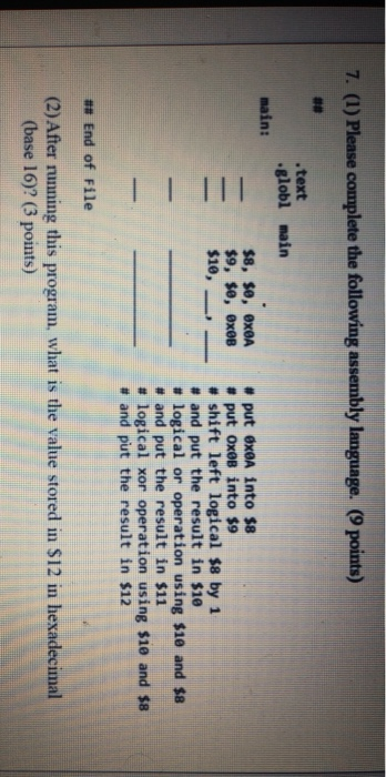Solved 7. (1) Please complete the following assembly | Chegg.com