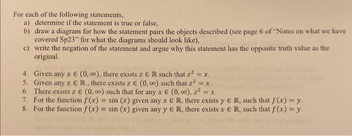 Solved For each of the following statements, a) determine if | Chegg.com